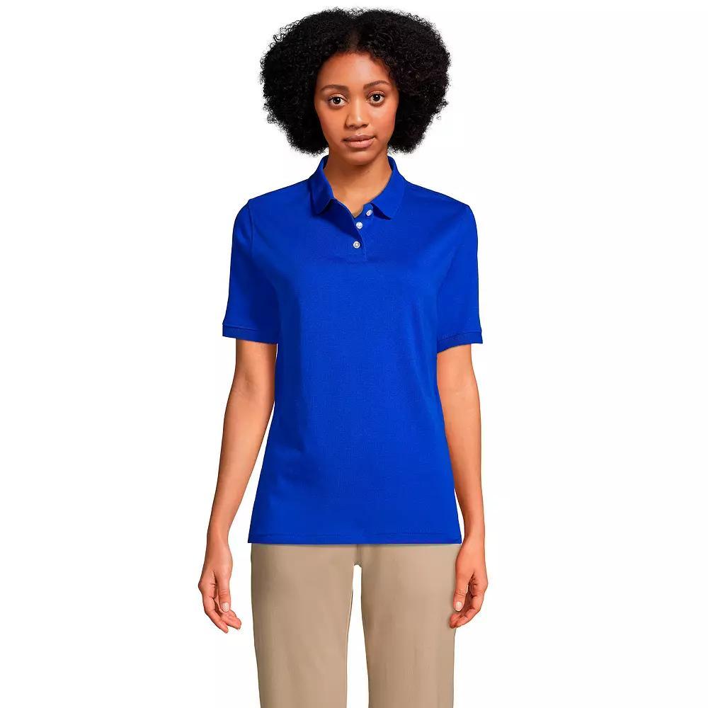 Women's Tall Lands' End School Uniform Short Sleeve Interlock Polo, Size: Small Tall, Blue Product Image