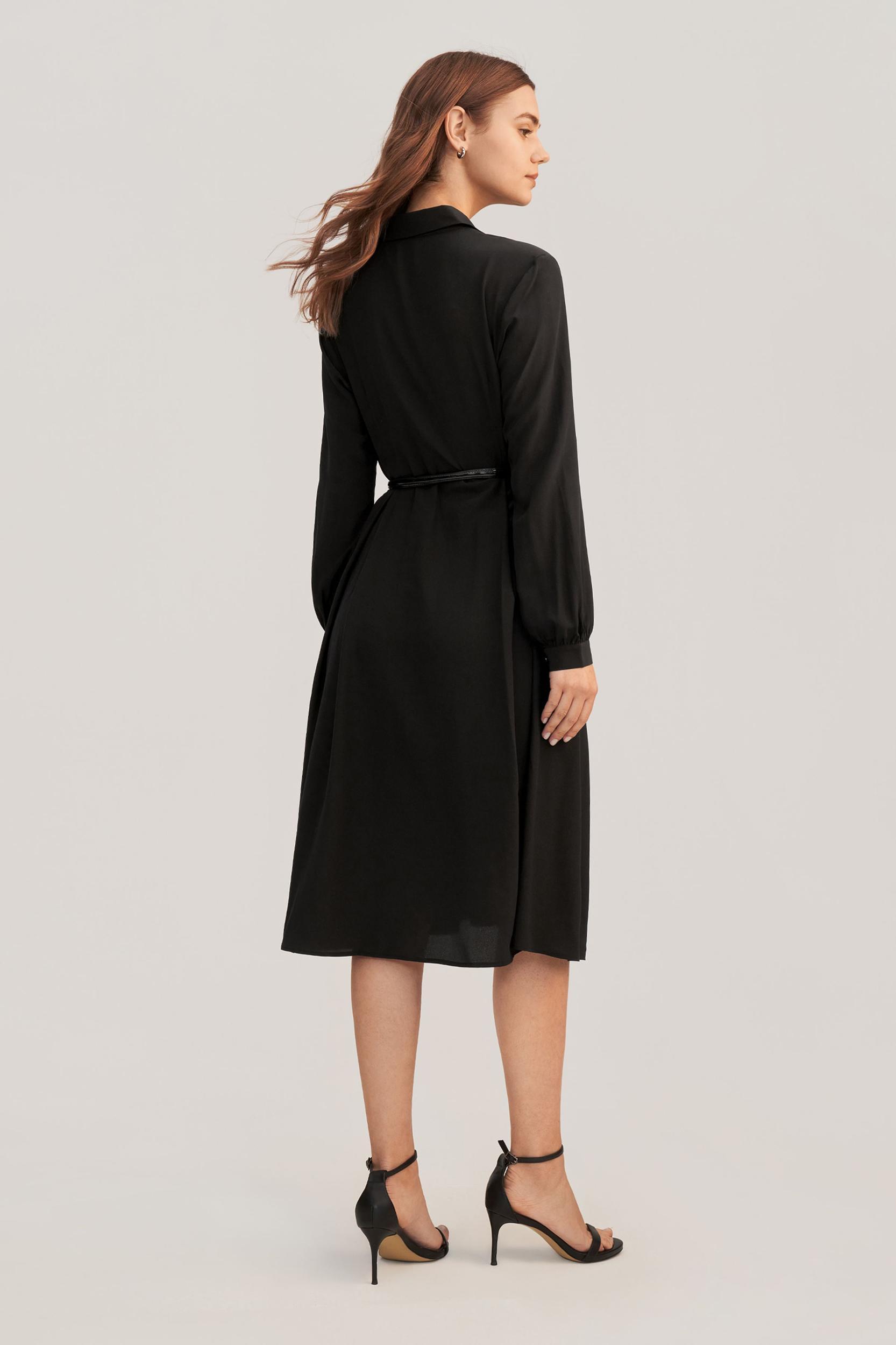 Women's Long Sleeve Retro Graceful Silk Dress Product Image