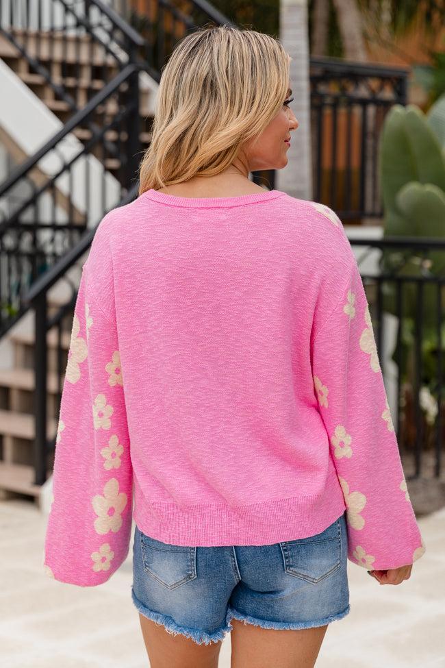 Spring Fever Pink and Yellow Flower Sweater FINAL SALE Product Image