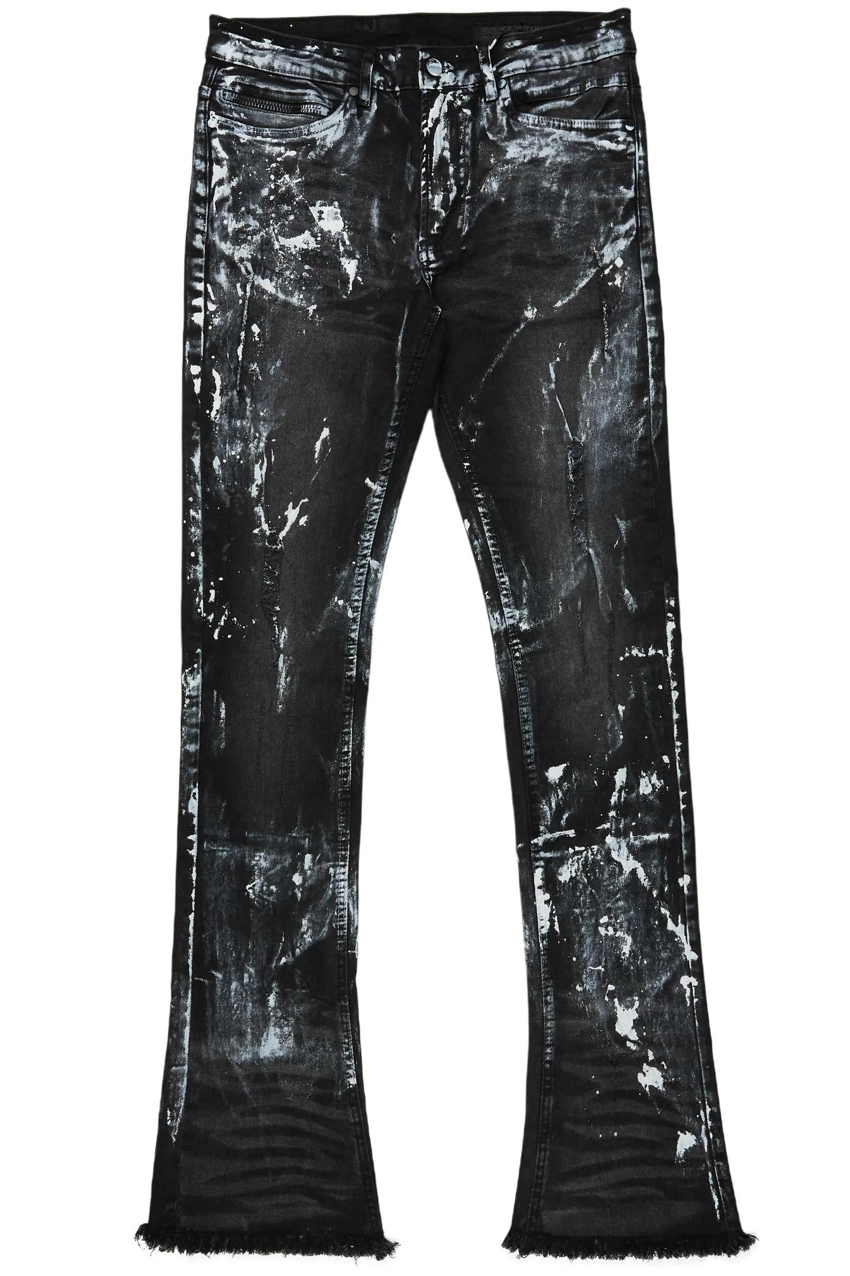 Cale Black Painter Stacked Flare Jean Male Product Image