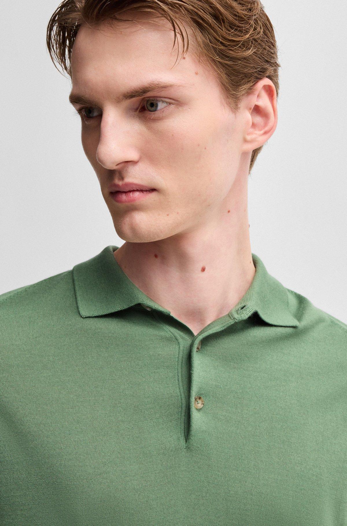 Regular-fit polo sweater in wool, silk and cashmere Product Image