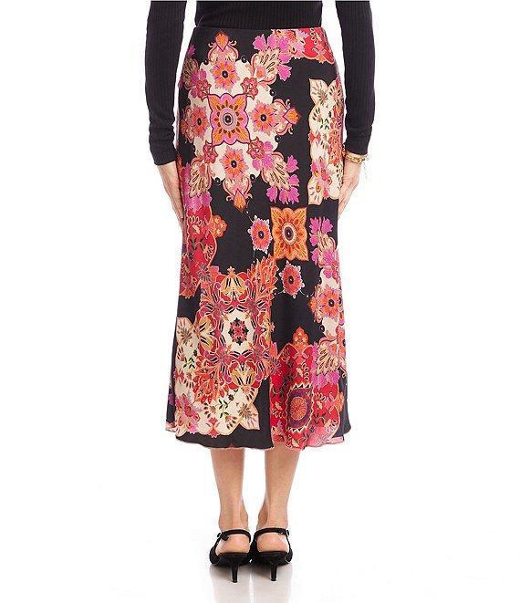 Karen Kane Medallion Floral Bias Cut Midi Skirt Product Image