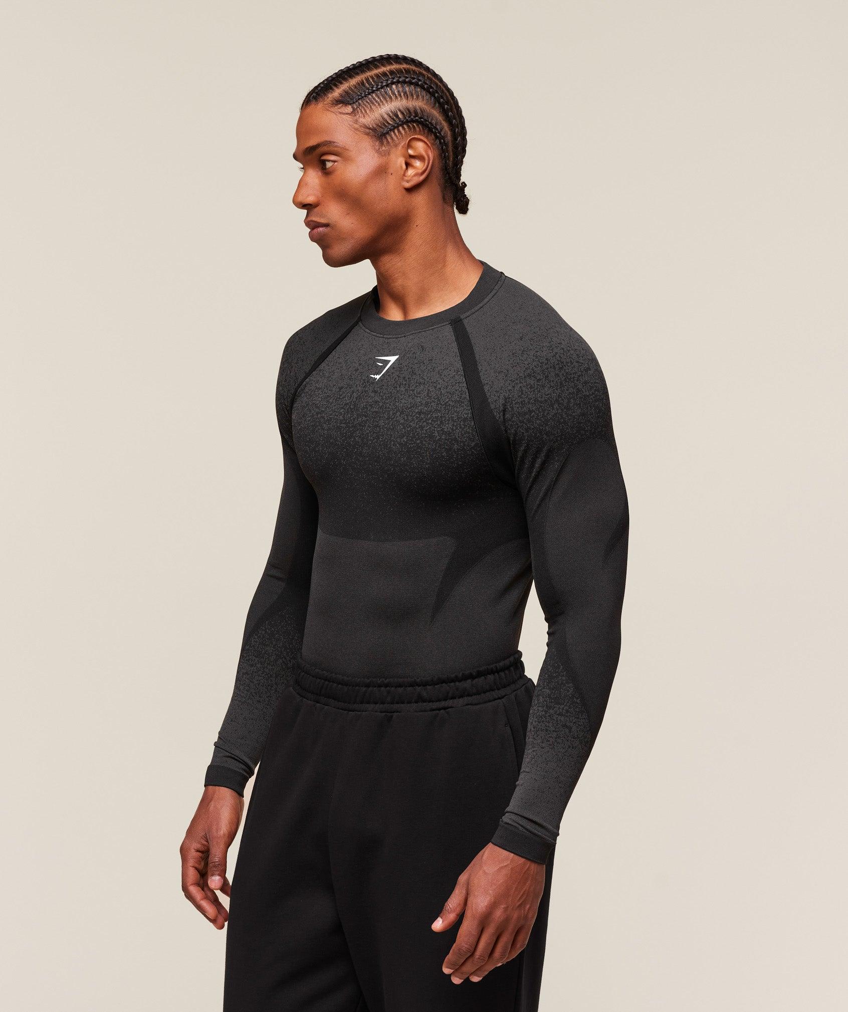 Gymshark Shadow Seamless Long Sleeve T-Shirt - Black Male Product Image
