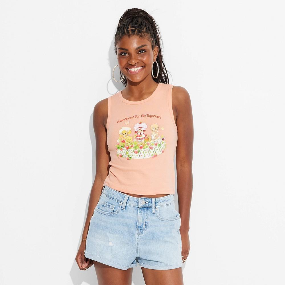 Women's Strawberry Shortcake Graphic Shrunken Tank Top - Orange Product Image