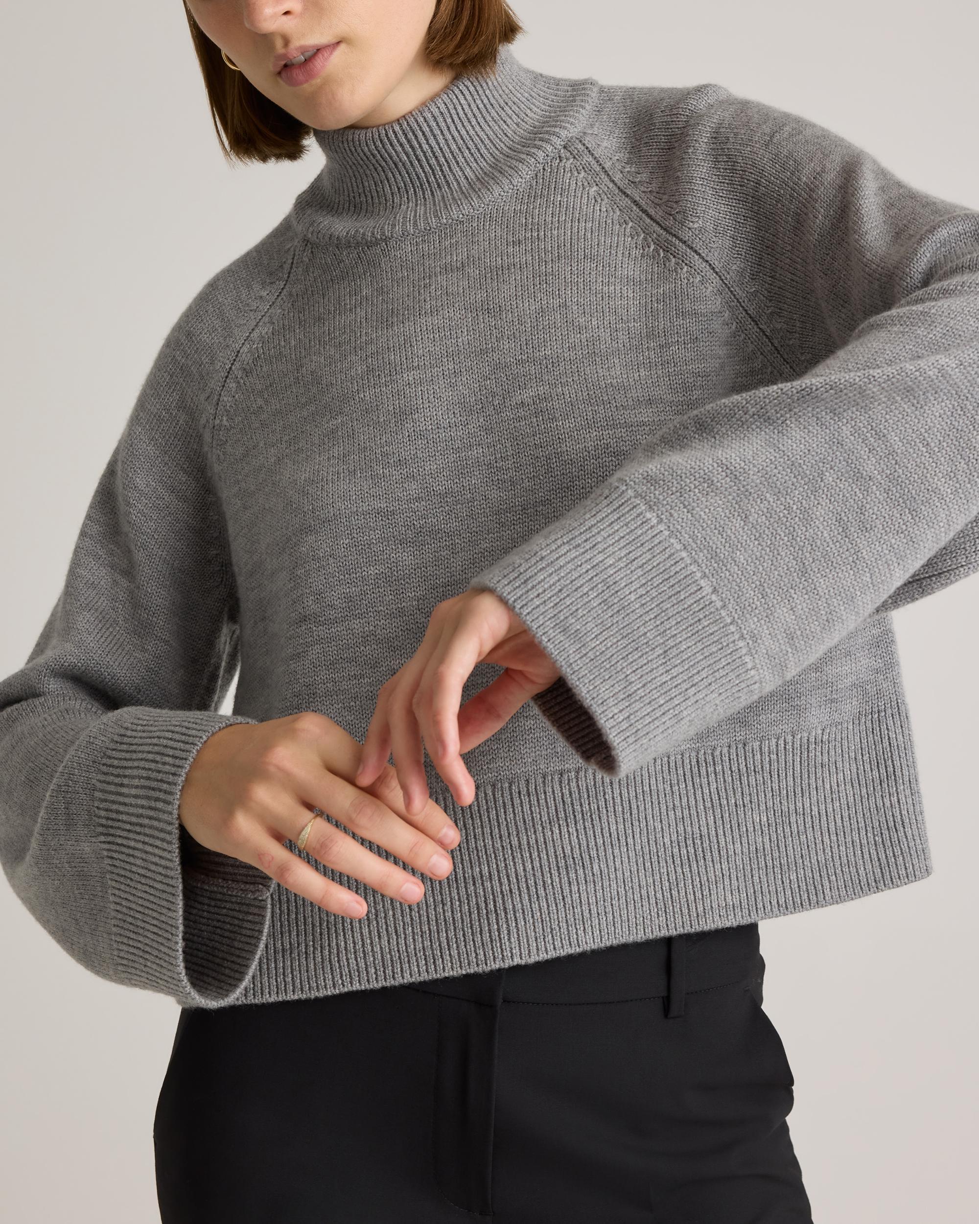 Quince | Women's Australian Merino Wool Cropped Mock Neck Sweater Size XL Product Image