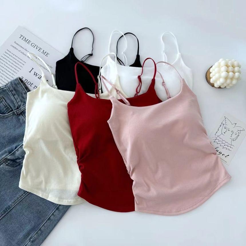 Plain Ruched Padded Cami Top Product Image