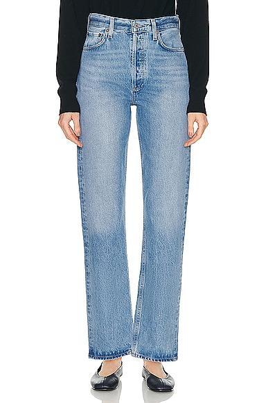AGOLDE 90's Pinch Waist Straight in Blue. - size 26 (also in 23, 24, 25, 27, 28, 29, 30, 31, 32, 33, 34) Product Image