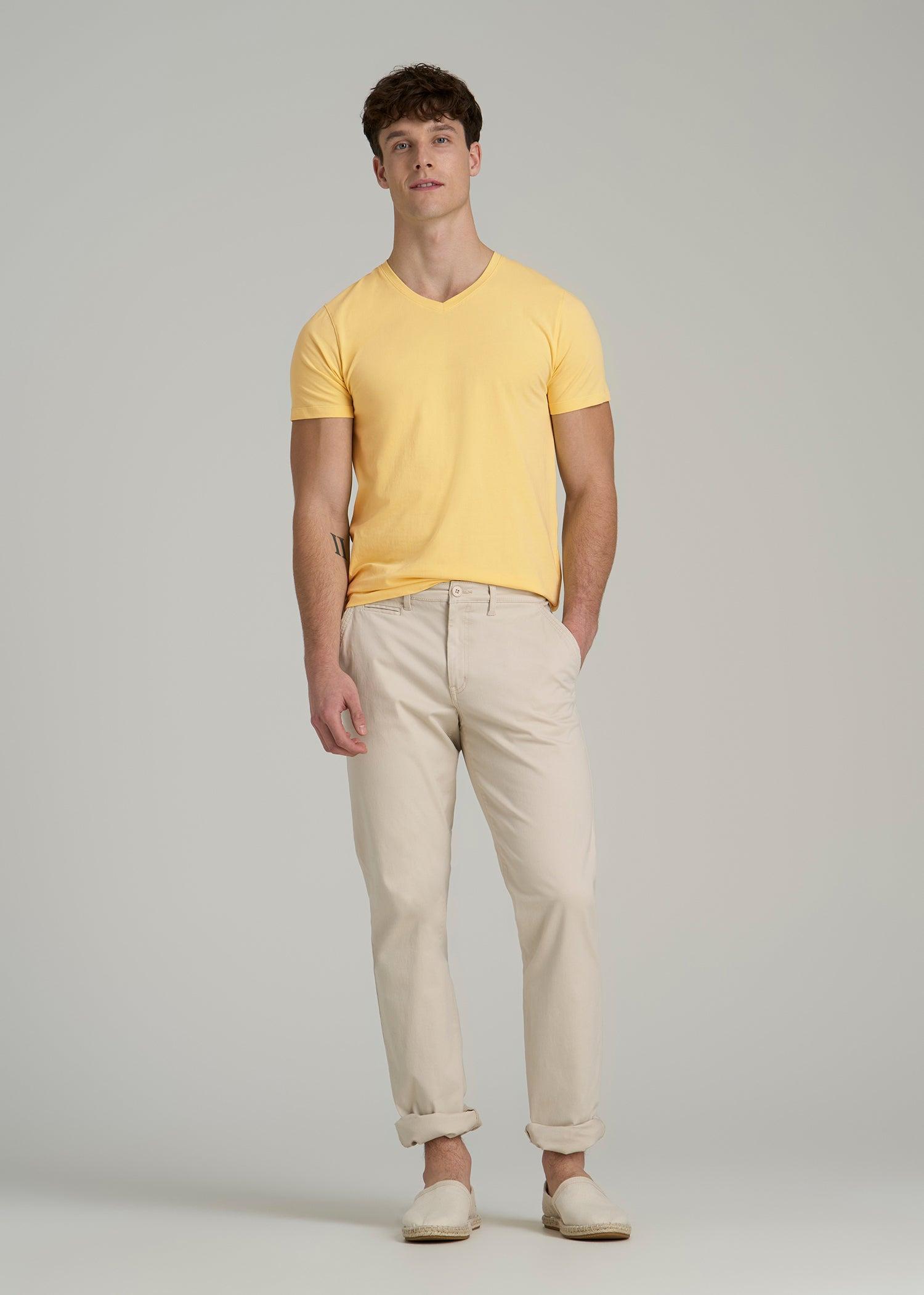 The Essential MODERN-FIT V-Neck Tee for Tall Men in Lemon Drop Product Image