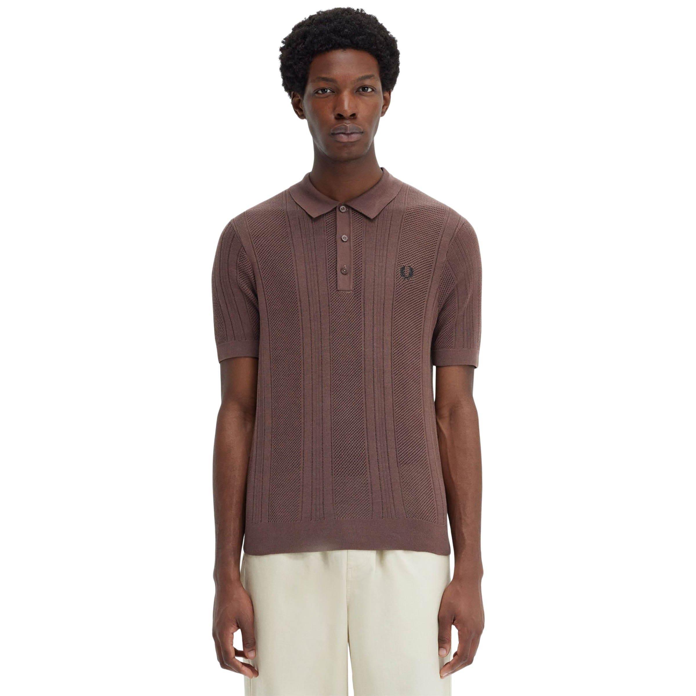 COTTON CROCHET KNIT POLO SHIRT Product Image