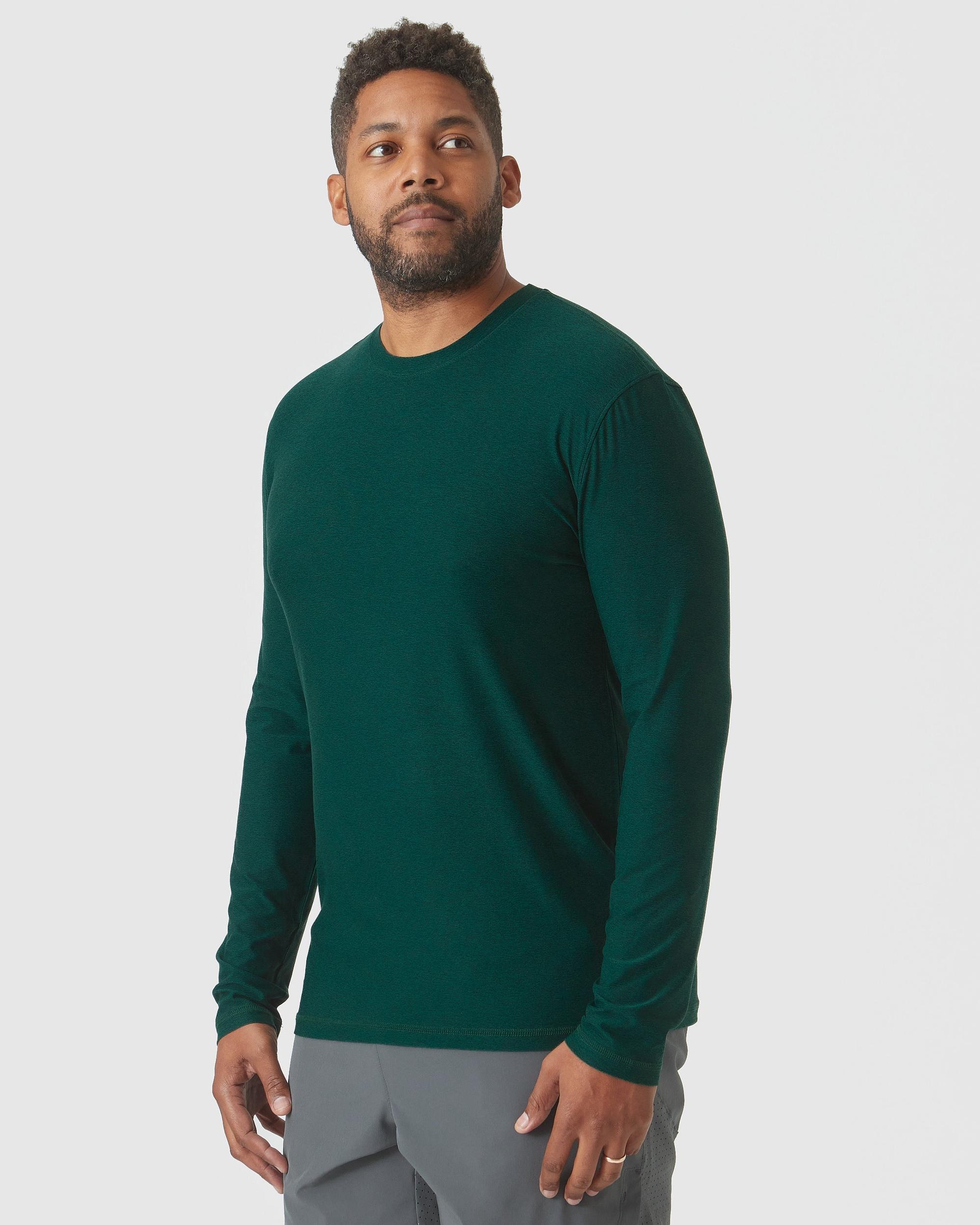 Evergreen Heather Active Long Sleeve Crew T-Shirt Product Image