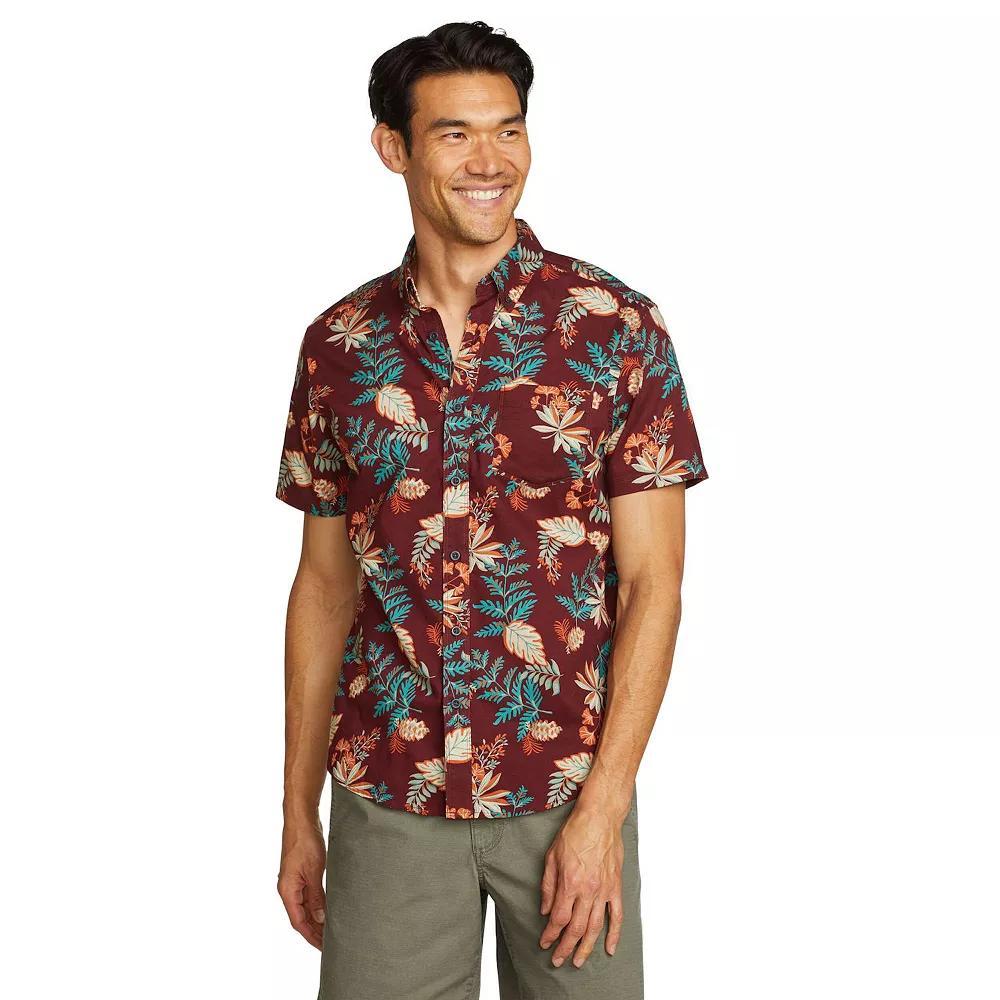 Men's Eddie Bauer Baja Print Short Sleeve Button-Down Shirt, Size: Large, Black Red Product Image