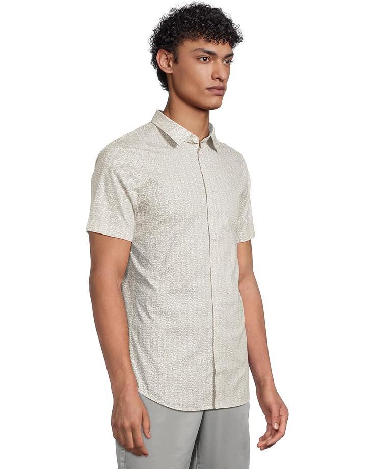 Men's Armani Exchange Short Sleeve Slim Fit Micro Print Shirt Product Image