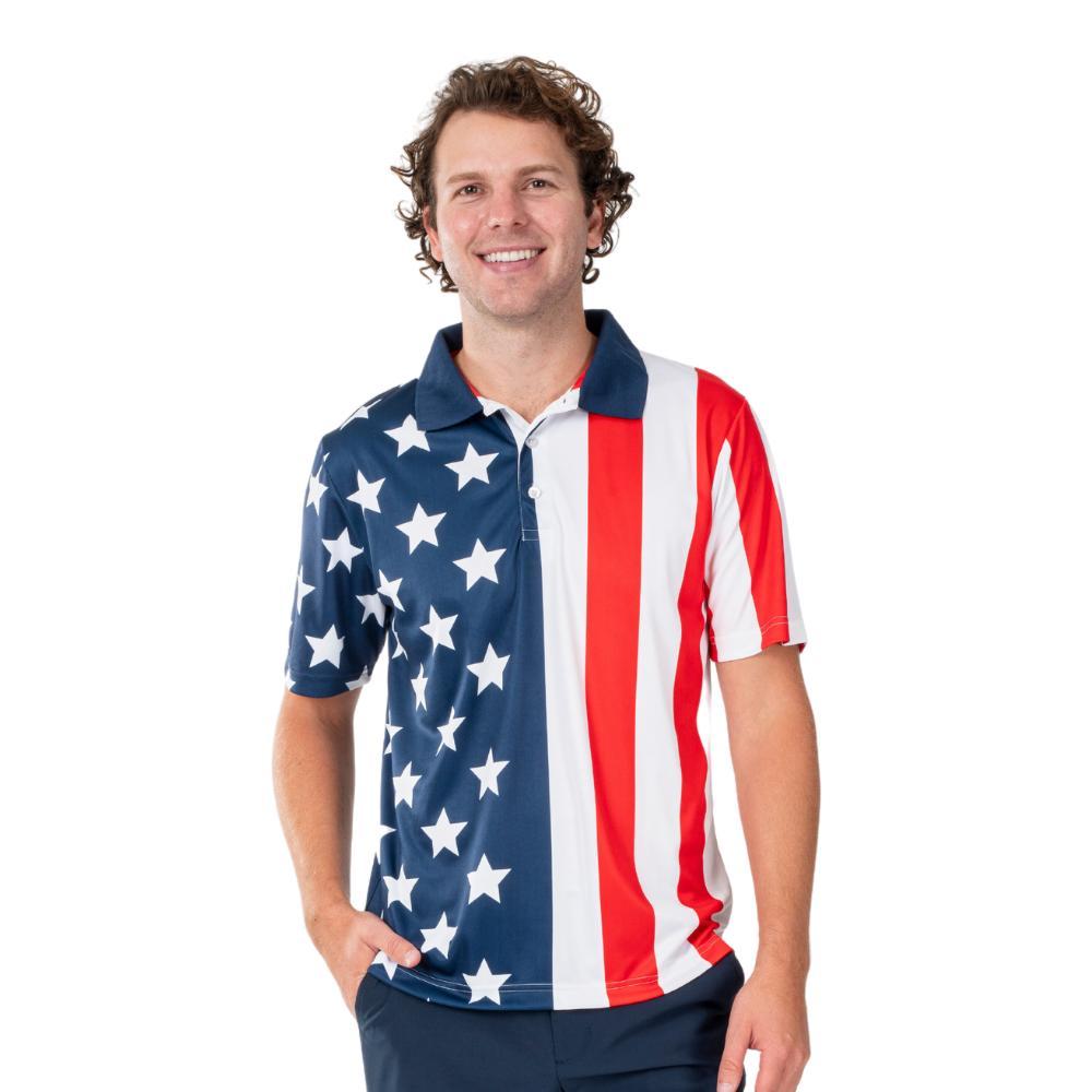 Men's Performance Golf American Flag Shirt Product Image