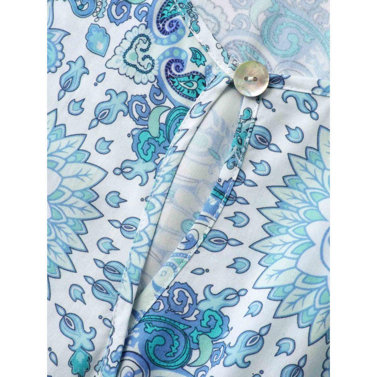 Plus Size Rayon Paisley Print Layered Midi Dress Arctic Women Round Neck Sleeveless Curvy BloomChic 26/4X Product Image