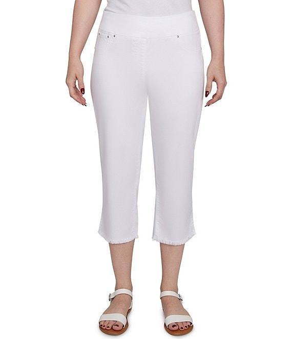 Ruby Rd. Petite Size Tencel Pull-On Fringe Side Slit Hem Capri Pants Product Image