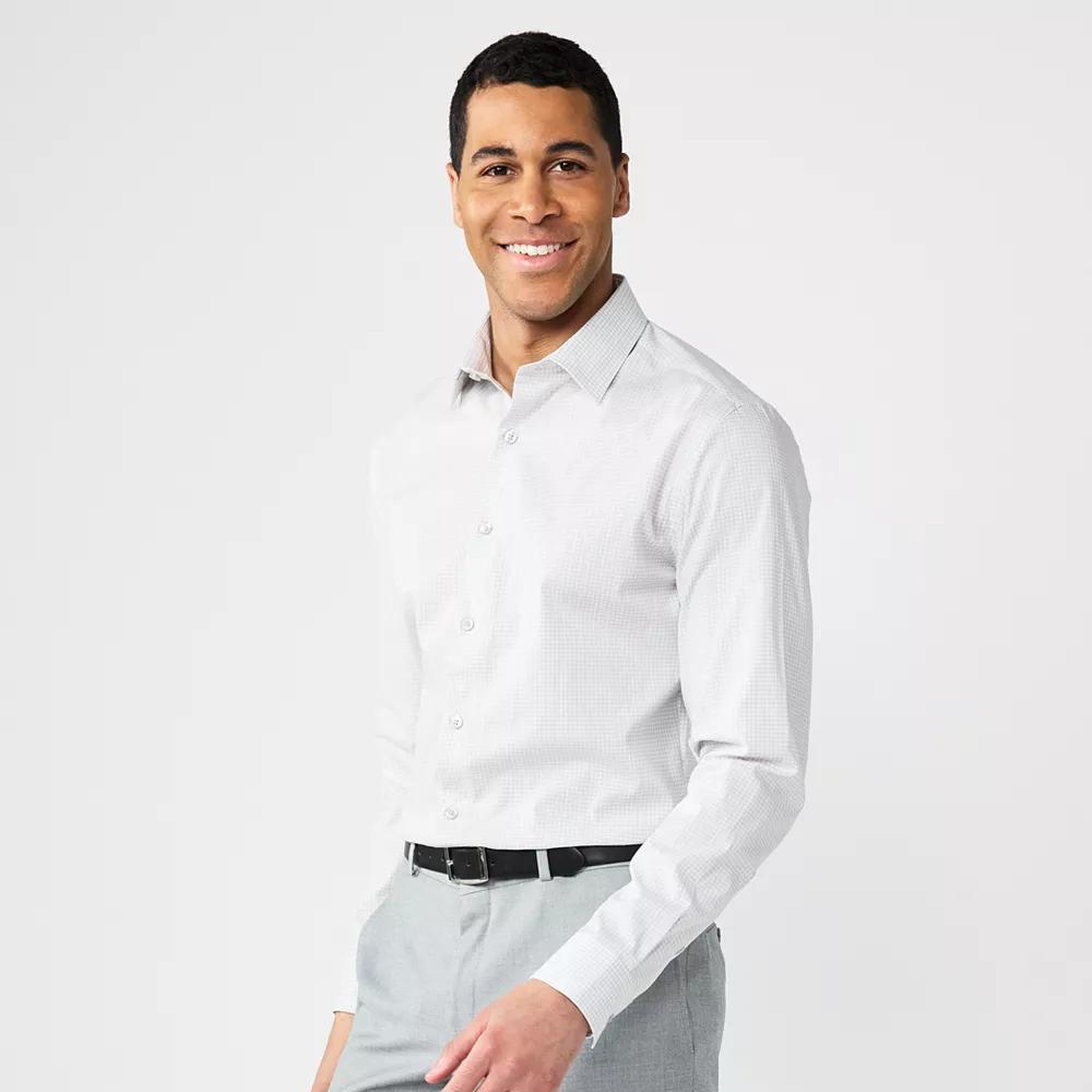 Men's Apt. 9® Premier Flex Regular-Fit Wrinkle Resistant Dress Shirt, Size: Medium-32/33, Gray Geo Dobby Product Image