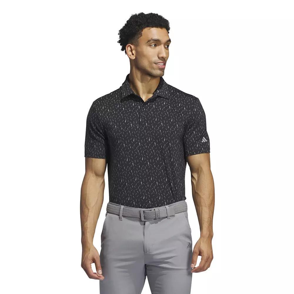 Men's adidas Ultimate365 Allover Print Polo Shirt, Size: XXL, Black Product Image