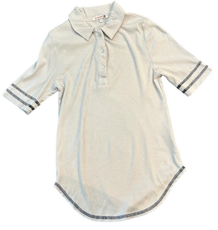 Blue/Tan Contrast Stitch Polo Product Image