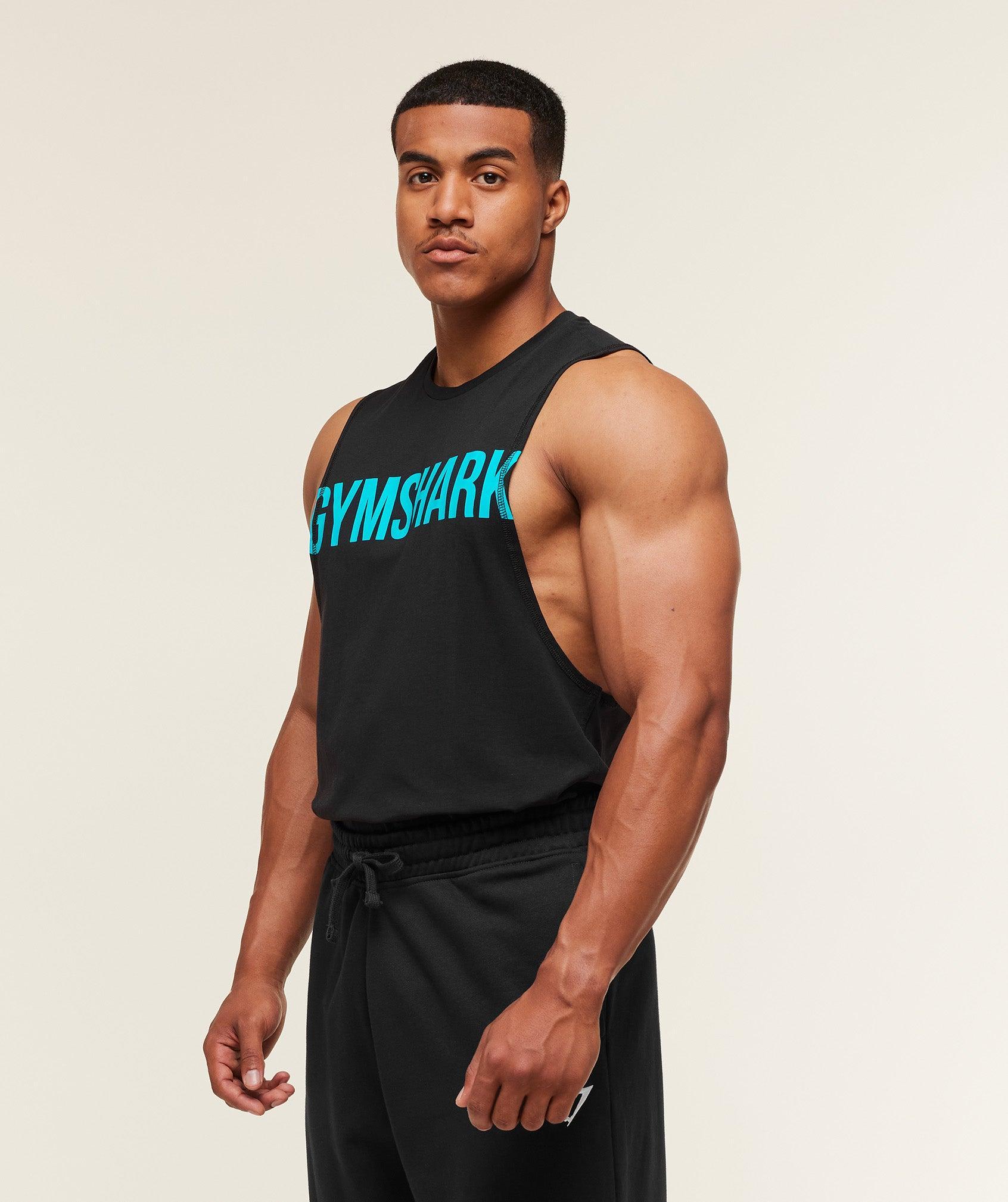Gymshark Prime Drop Arm Tank - Black/Brand Blue Male Product Image