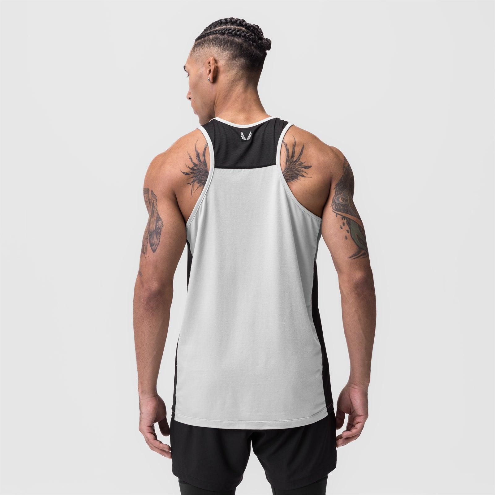 0809. Supima® Mesh Panel Training Singlet  - White Product Image