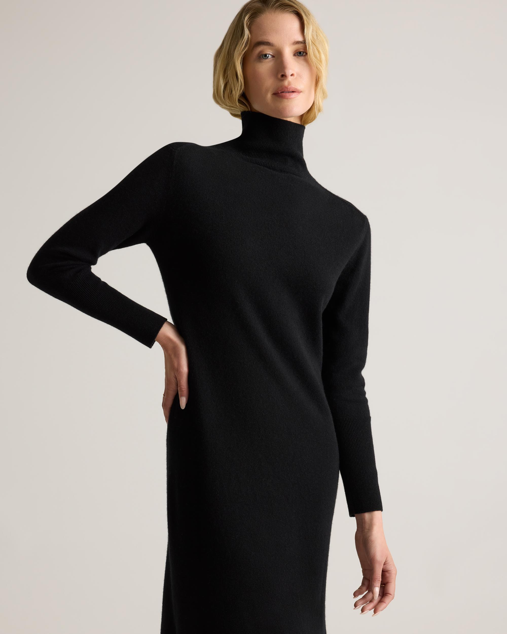 Quince | Women's Mongolian Cashmere Turtleneck Midi Sweater Dress Size XL Product Image