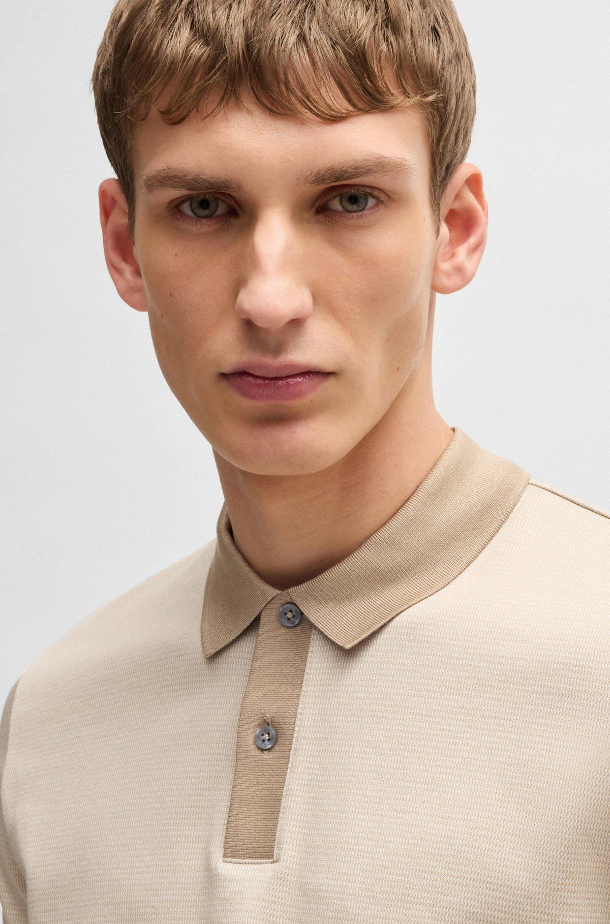 Mercerized-cotton polo shirt with micro pattern Product Image
