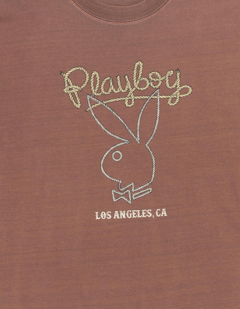 PLAYBOY Lasso Logo Mens Boxy Tee - BROWN Product Image