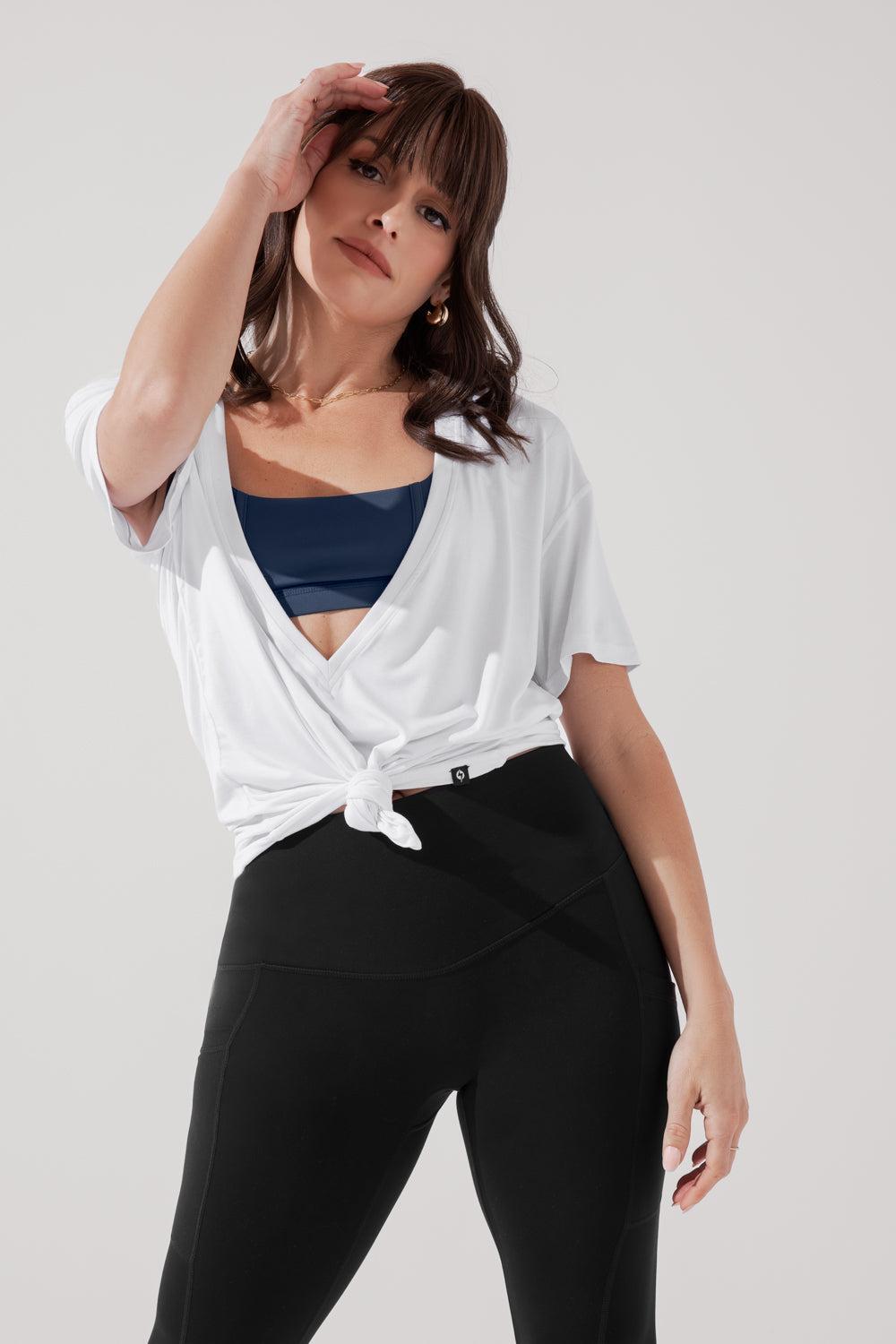 Daring Deep V Tee - White Product Image