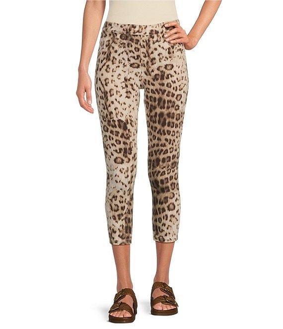 HUE Leopard Denim Capri Leggings Product Image