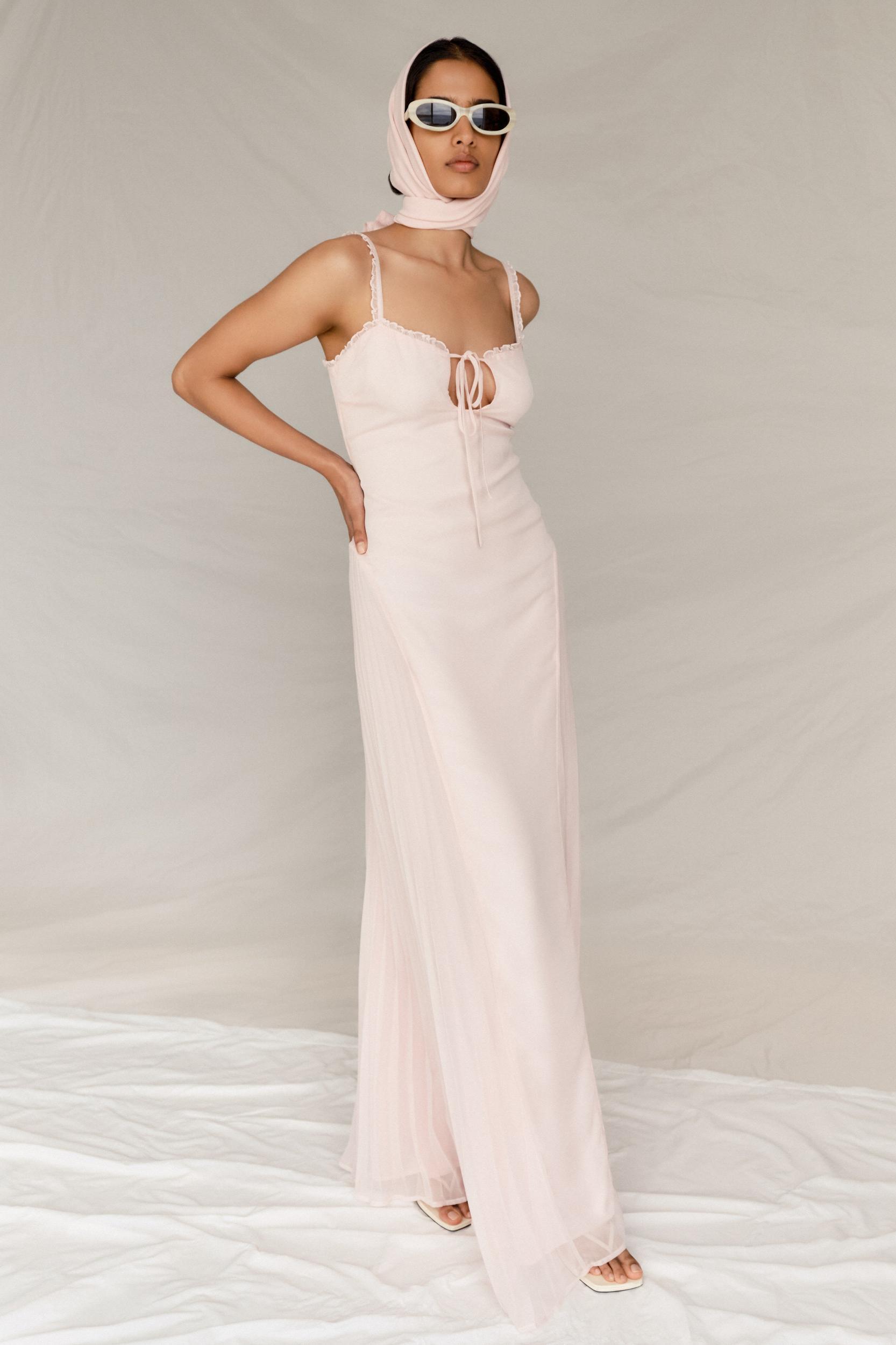 Saira Chiffon Maxi Dress - Powder Pink Product Image