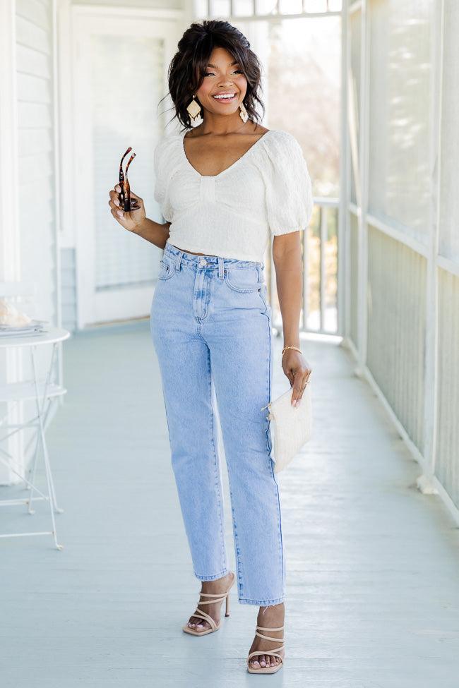 Megan Light Wash Straight Leg Mom Jeans FINAL SALE Product Image