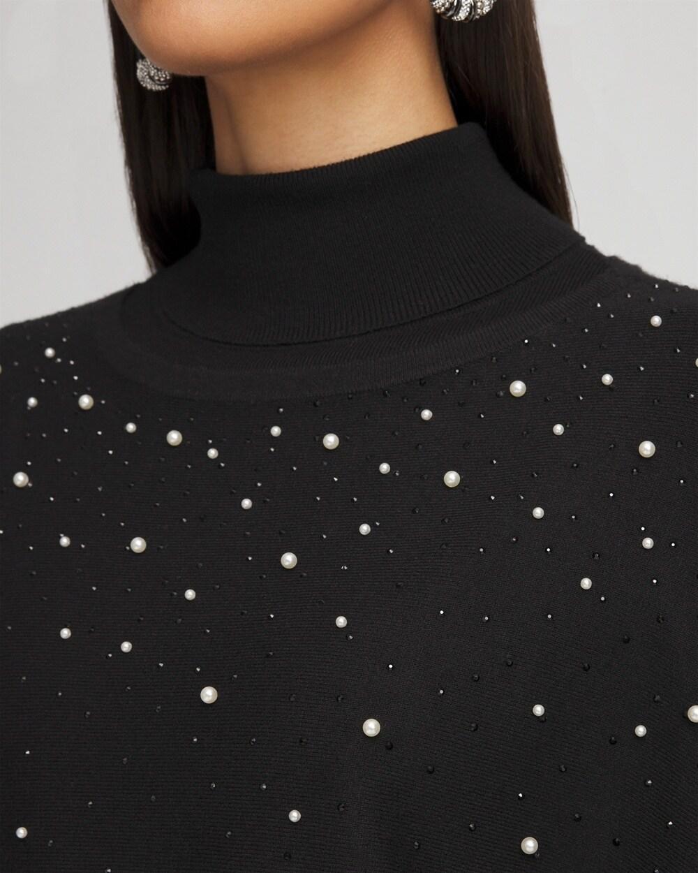 Faux Pearl Cashmere Blend Poncho Product Image