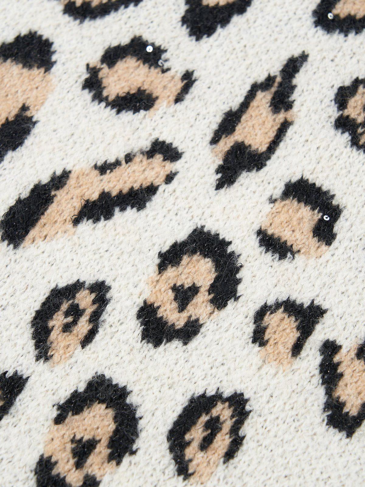 Aelfric Eden Apricot Leopard Print Sweater Product Image
