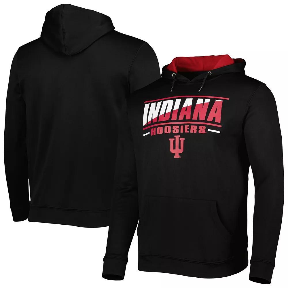 Men's Colosseum Black Indiana Hoosiers Slash Stack 2.0 Pullover Hoodie, Size: Medium Product Image