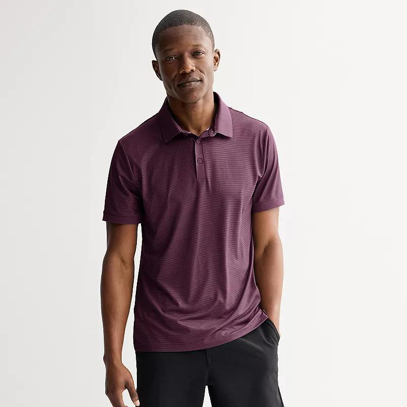 Mens FLX Micro Stripe Performance Polo Grey Product Image