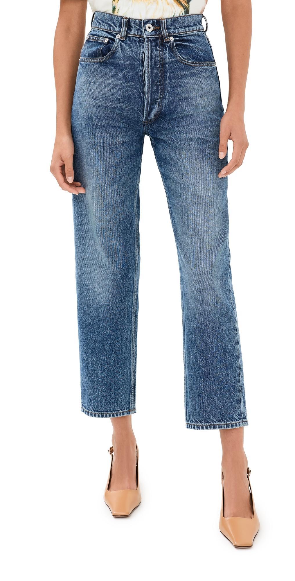 JW ANDERSON Cropped Straight Leg Jeans Mid Blue Denim Product Image