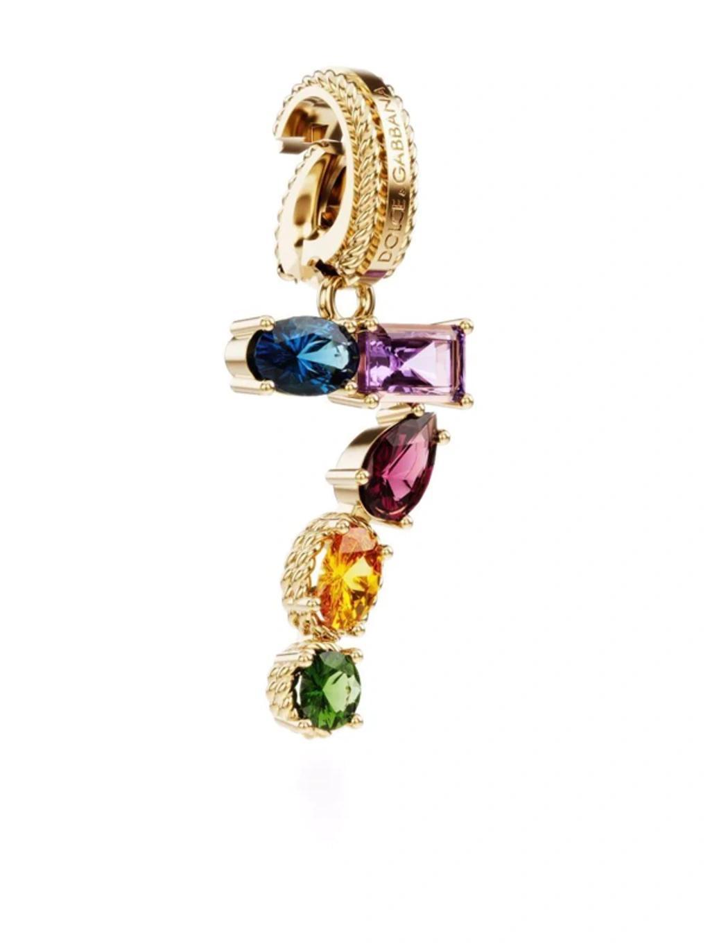 DOLCE & GABBANA 18kt Yellow Gold Number 7 Gemstone Pendant Product Image