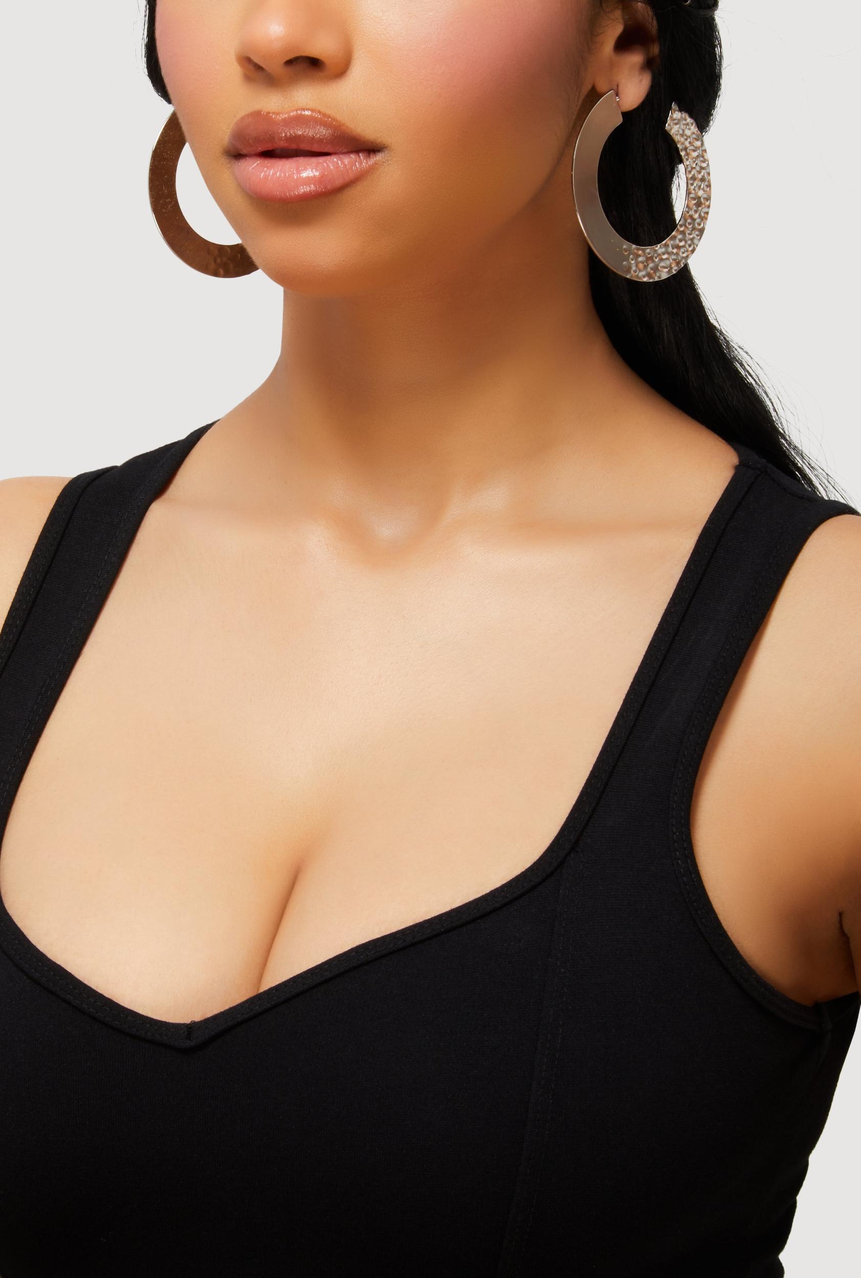 Cubic Zirconia Stud and Hoops Earrings Set of 6 Female Product Image