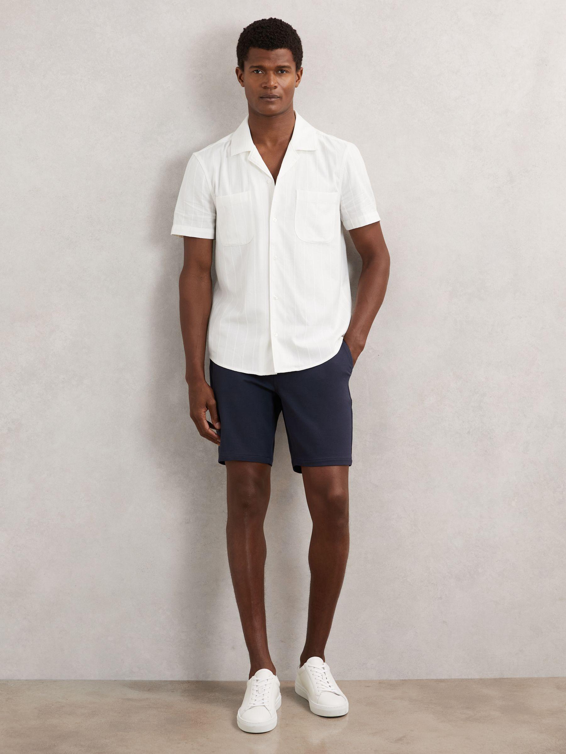 Paige Tonal-Stripe Cuban-Collar Shirt in Ivory Product Image