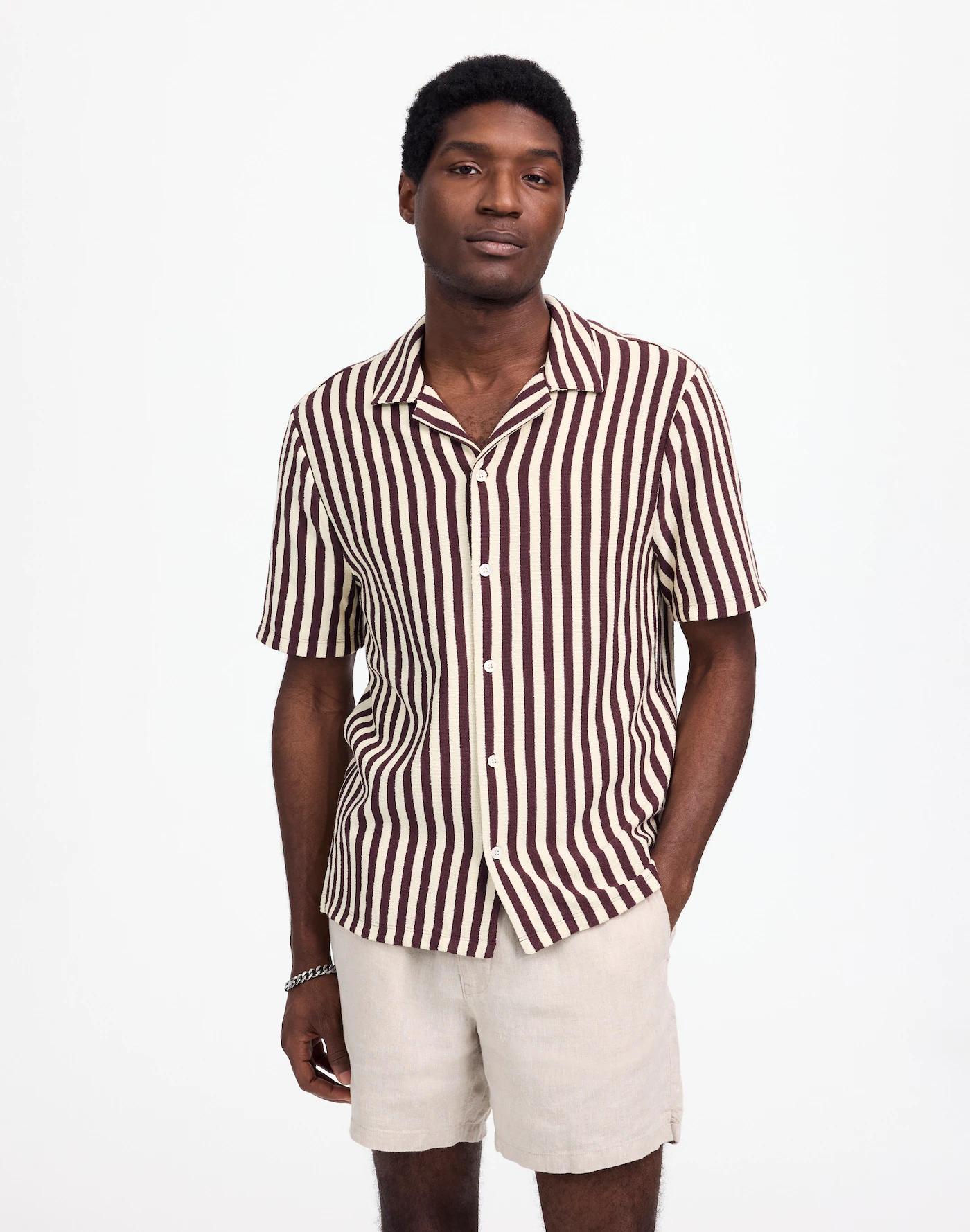 The Textured Knit Camp-Collar Shirt Product Image