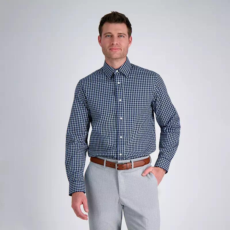 Men's Haggar® Premium Performance Slim Fit Dress Shirt, Size: 14.5-32/33, Blue Check Product Image