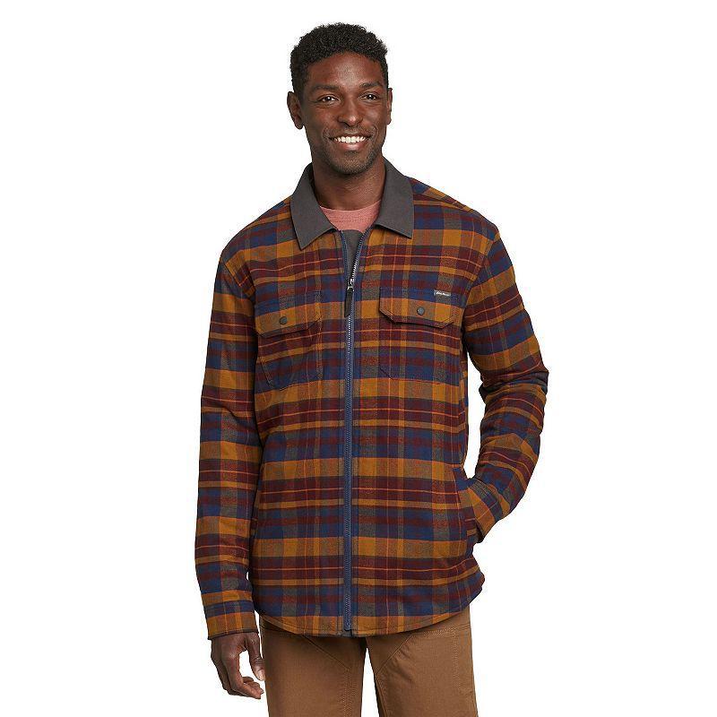 Men's Eddie Bauer Favorite Flannel Faux Shearling Lined Shacket, Size: Small, Lt Green Product Image