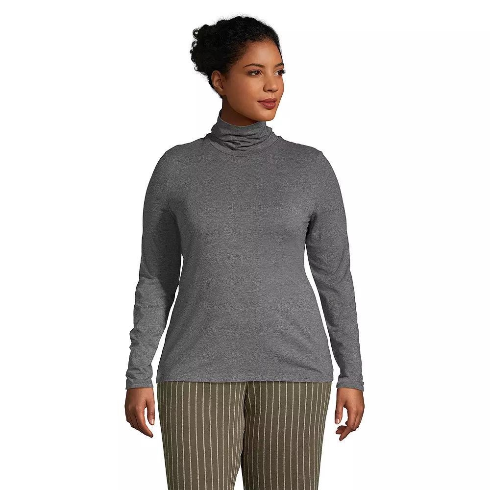 Plus Size Lands' End Lightweight Fitted Long Sleeve Turtleneck, Women's, Size: 1XL, White Product Image