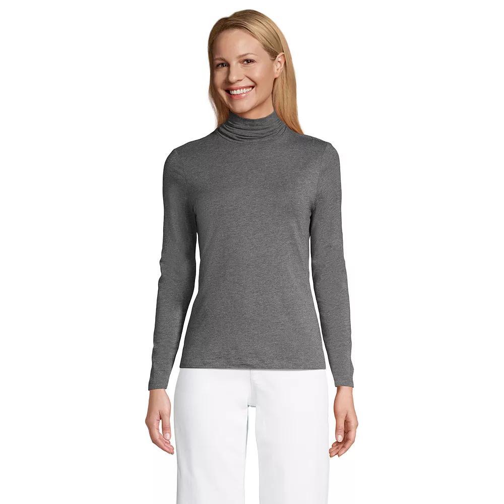 Women's Lands' End Lightweight Fitted Turtleneck, Size: Large, Pink Fog Product Image