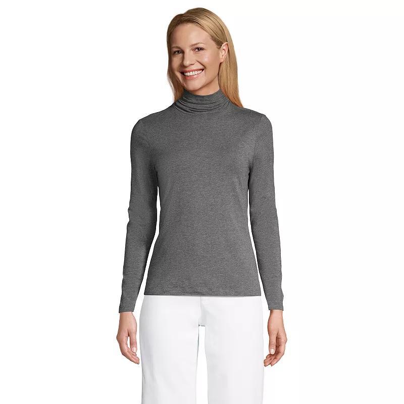 Women's Lands' End Lightweight Fitted Turtleneck, Size: Large, Pink Fog Product Image