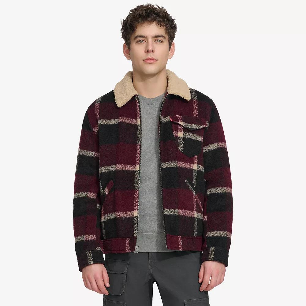Men's Levi's® Wool Blended Depot Jacket with Sherpa Collar, Size: Large, Skater Plaid Product Image