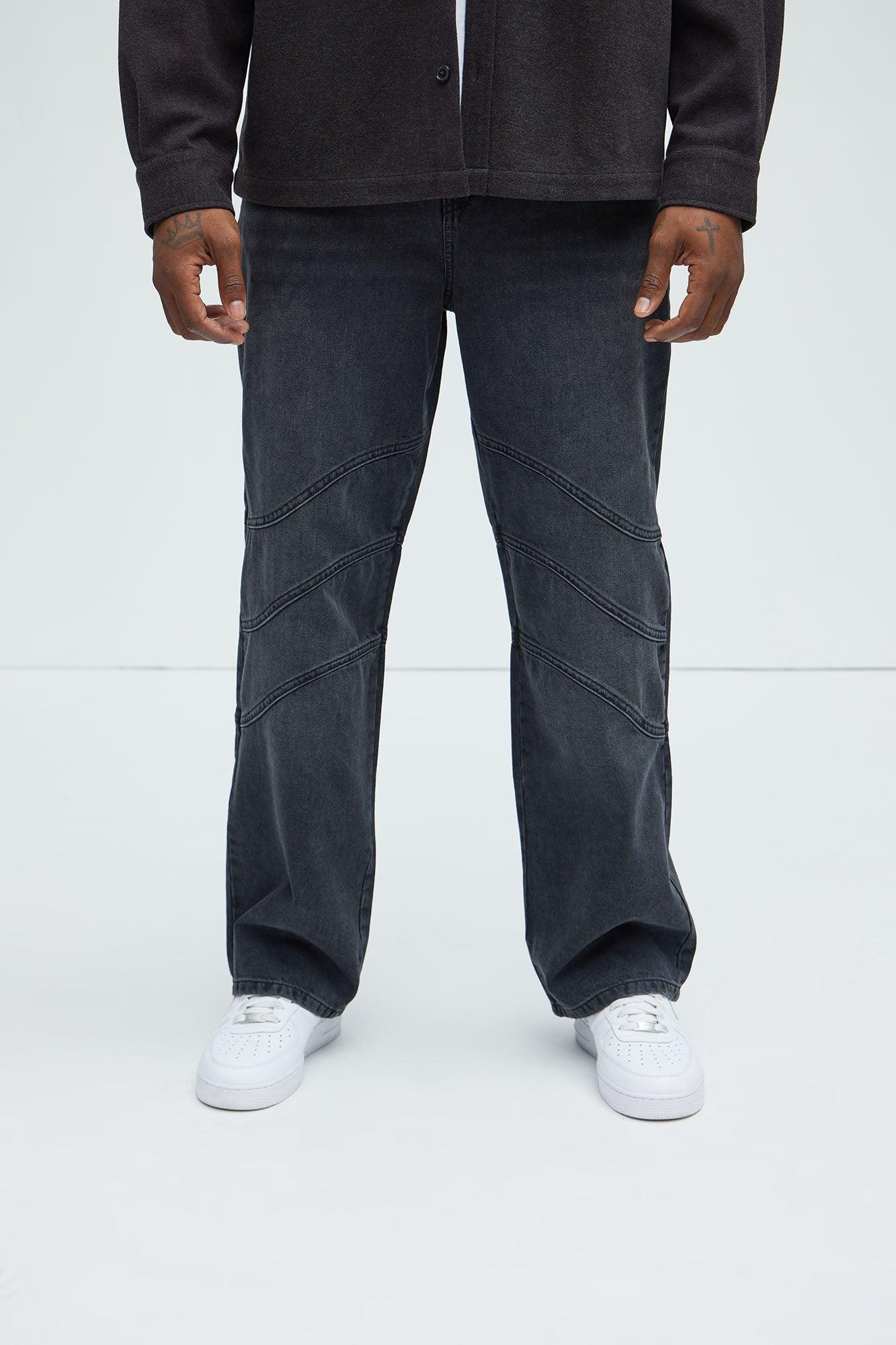 Taj Paneled Straight Jeans - Black Wash Product Image