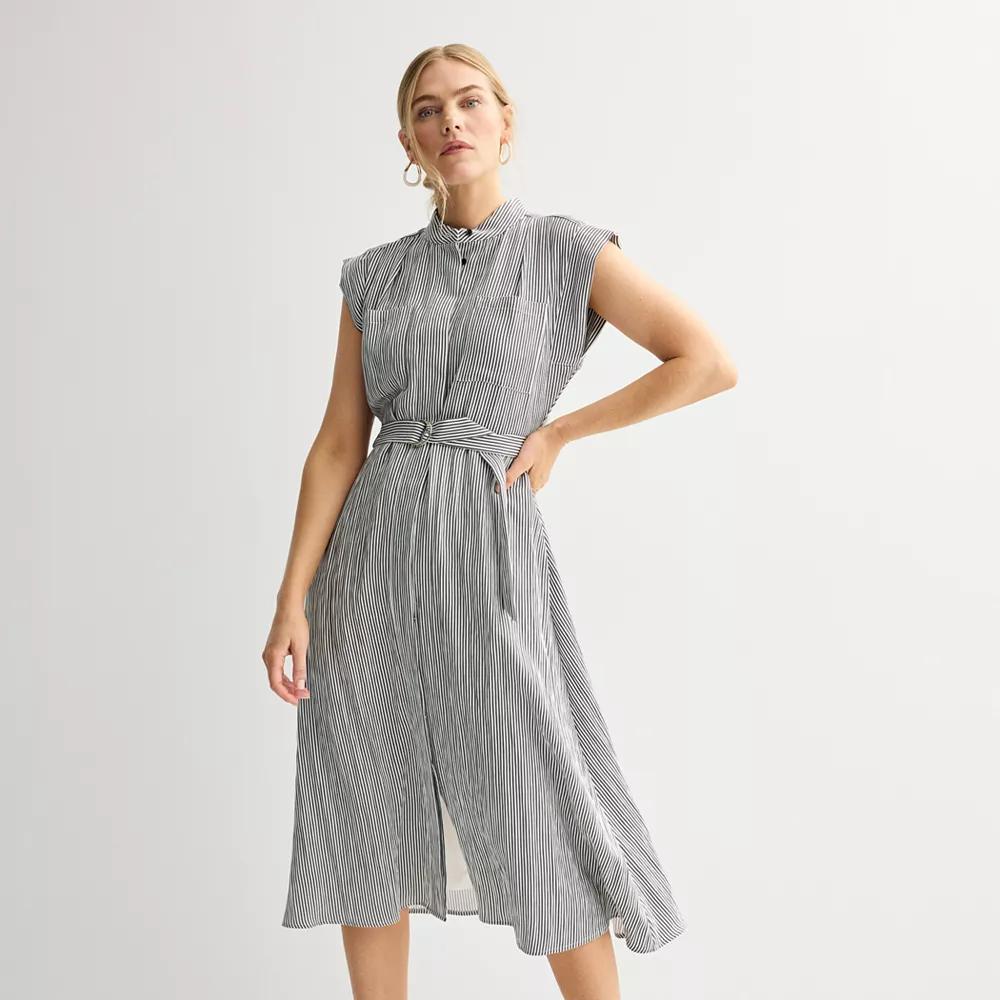 Petite Nine West Cap Sleeve Shirt Dress, Womens Product Image