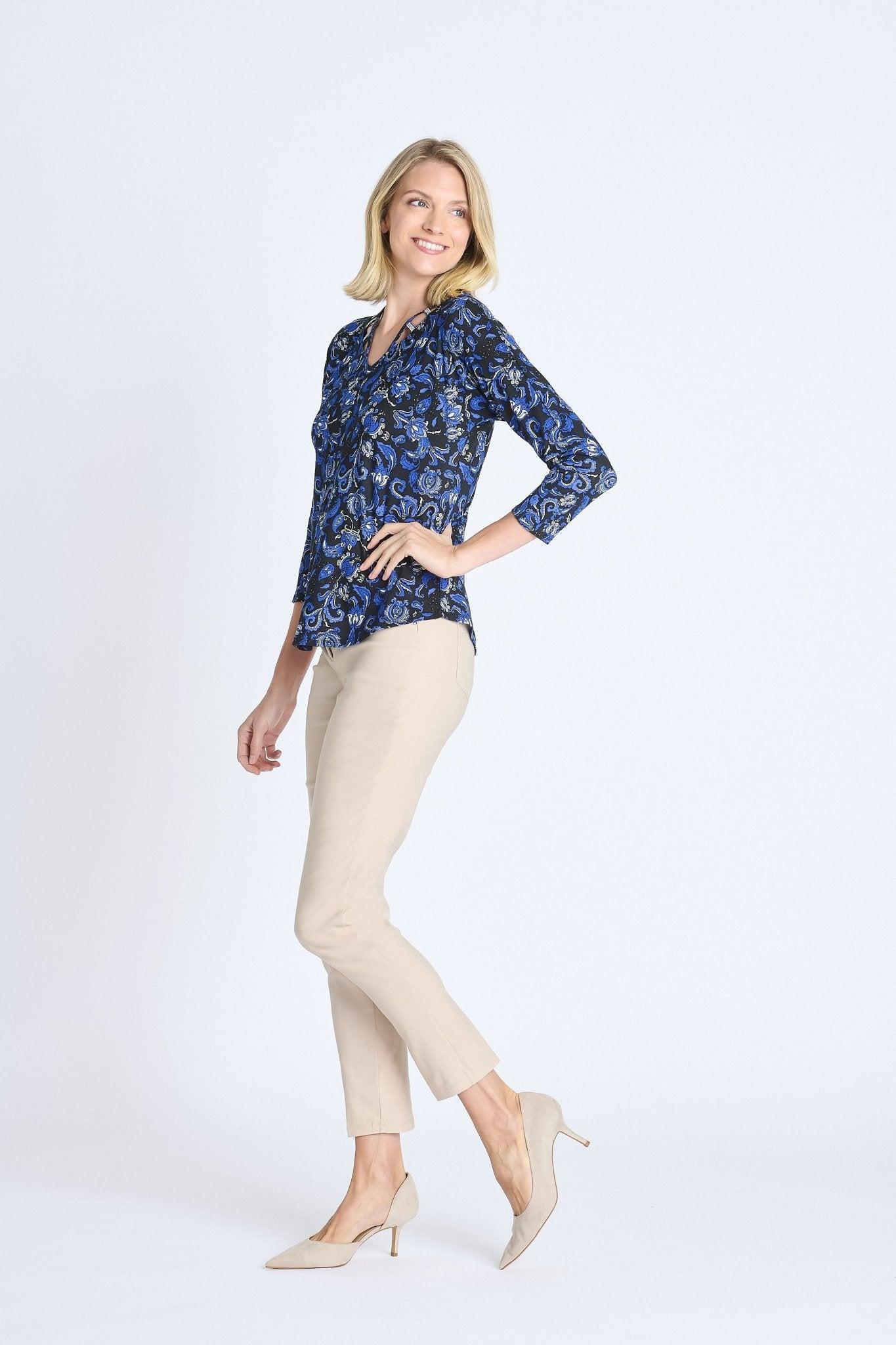V-Neck 3/4 Sleeve Cutout Top Product Image