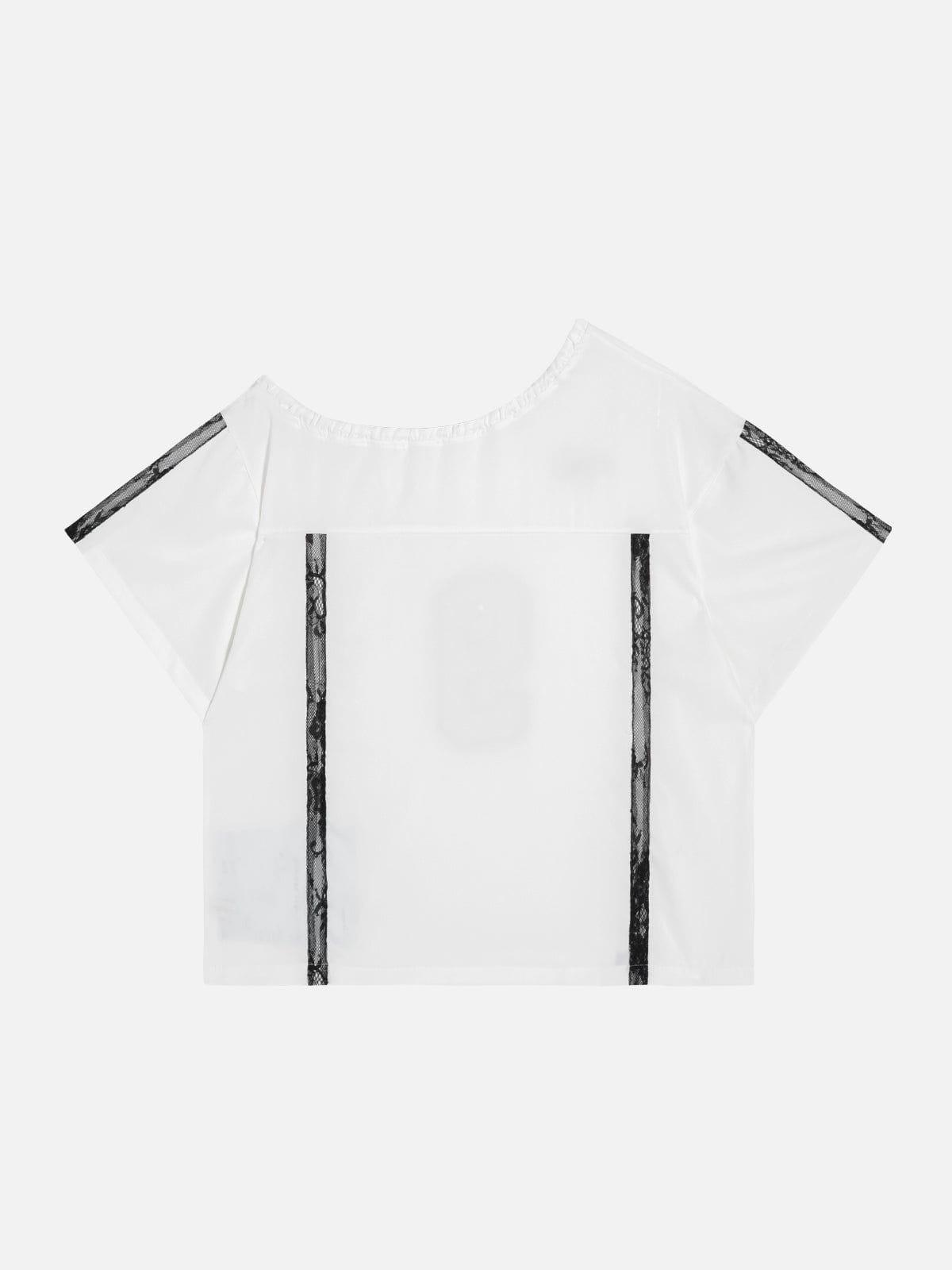 Aelfric Eden Lace Patchwork Off-The-Shoulder Tee Female Product Image